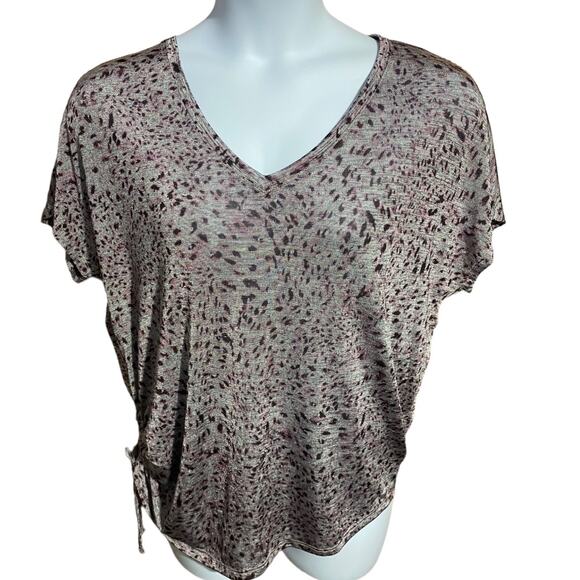 Simply Vera Vera Wang dolman sleeve cinched side gray and purple blouse Large - Picture 1 of 7